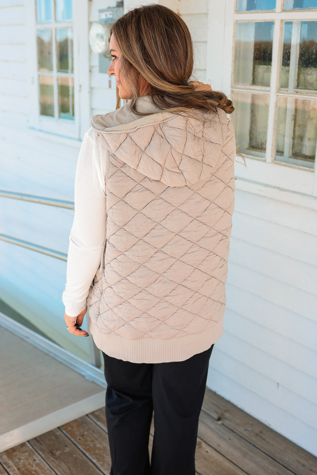 Stevie Quilted Fleece Hooded Vest
