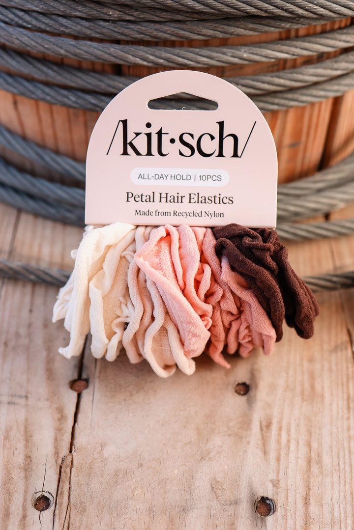 Recycled Fabric Petal Hair Elastics 10pc Set - Blush