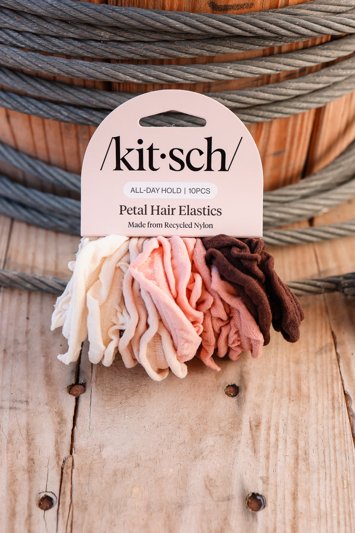 Recycled Fabric Petal Hair Elastics 10pc Set - Blush