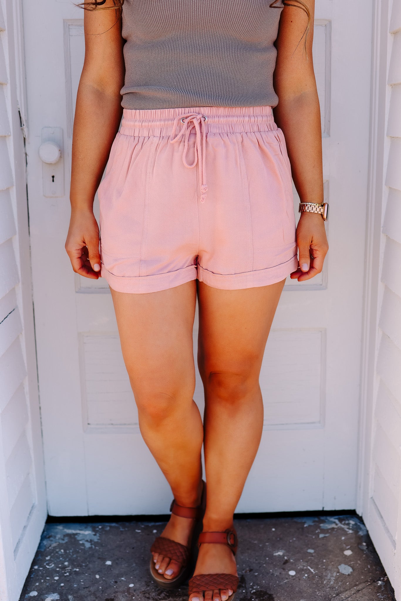 Addie Soft Rayon Twill Shorts - Pink