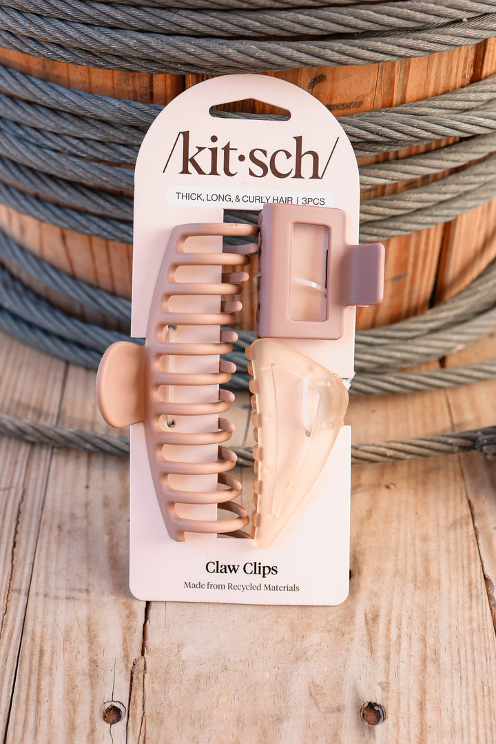 Recycled Plastic Assorted Claw Clip 3pc - Oversized