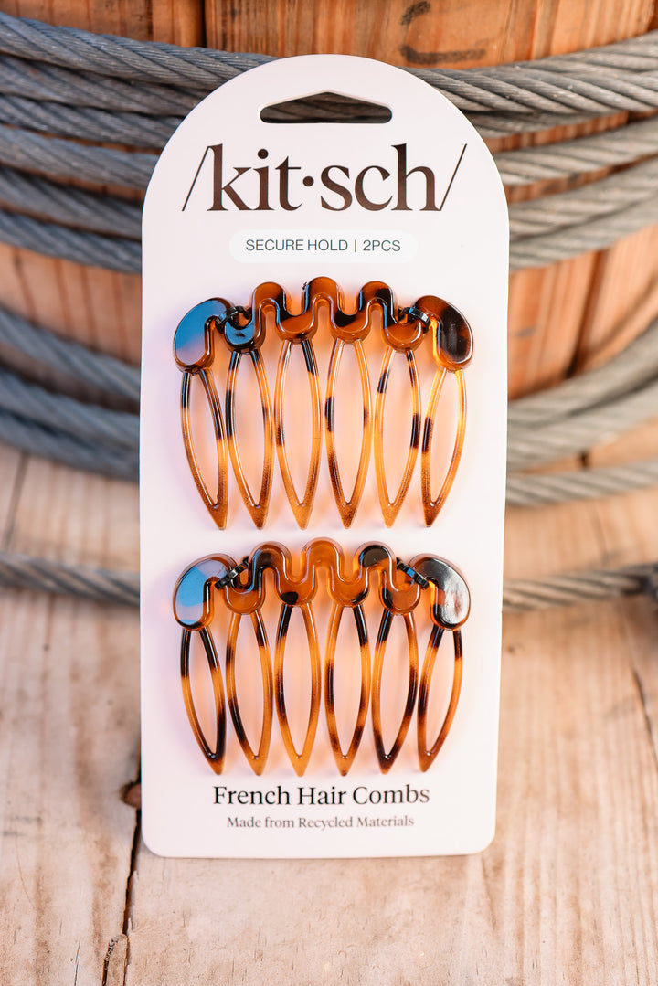 Recycled Plastic French Hair Combs 2pc Set - Tort