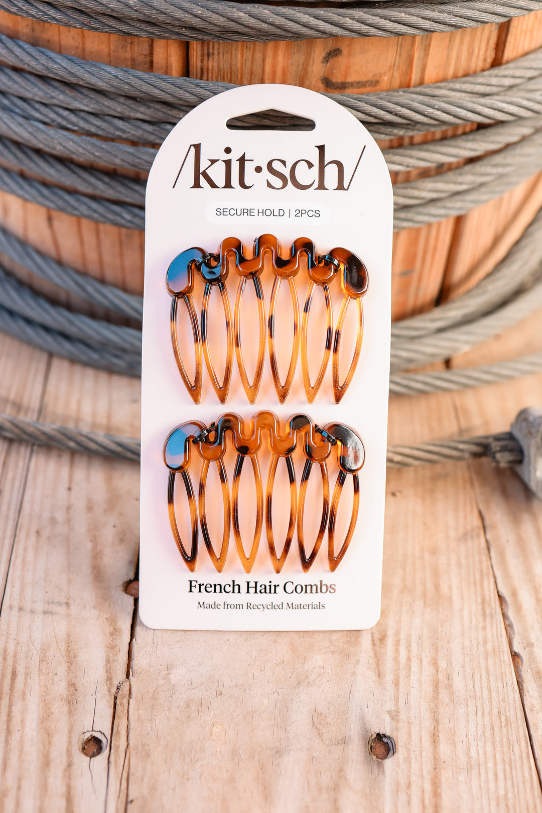 Recycled Plastic French Hair Combs 2pc Set - Tort