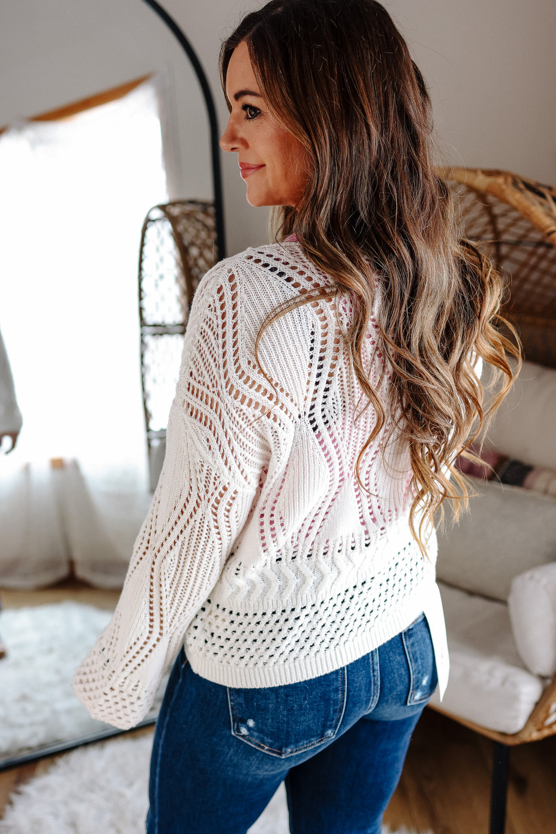 Sloane Boatneck Crochet Top - White