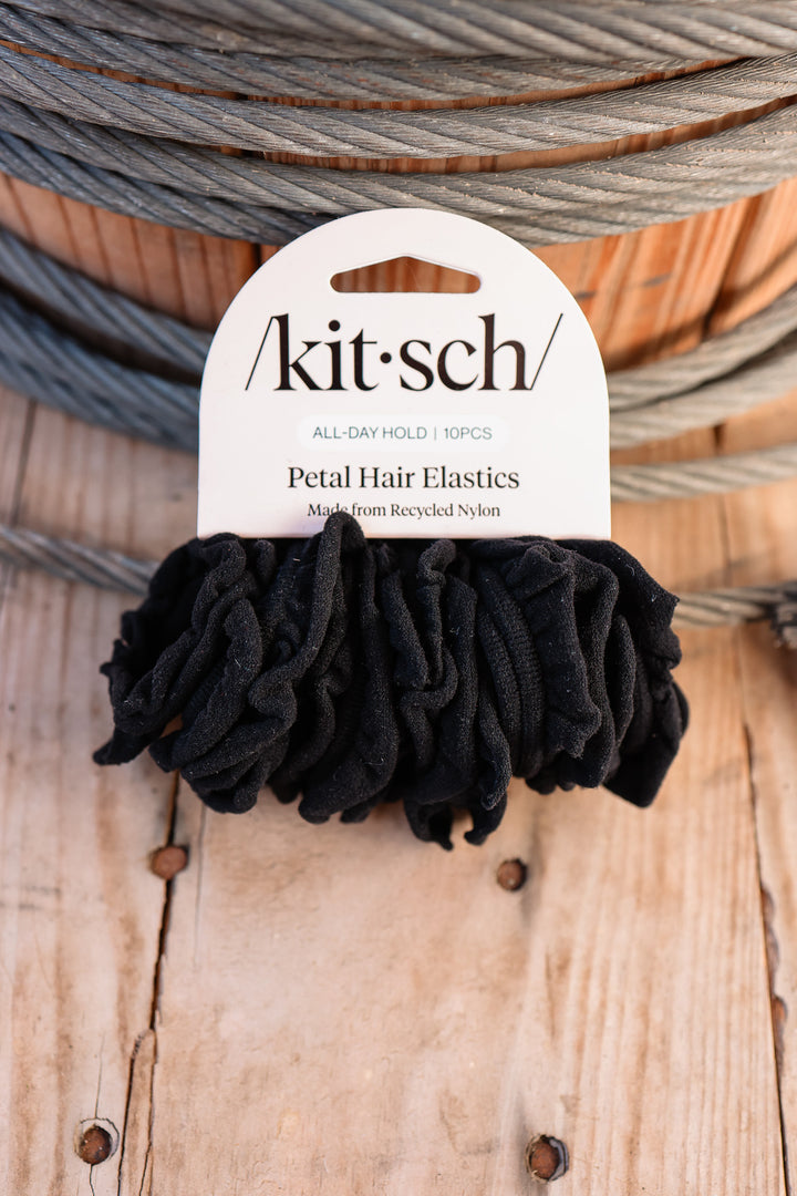 Recycled Fabric Petal Hair Elastics 10pc Set - Black