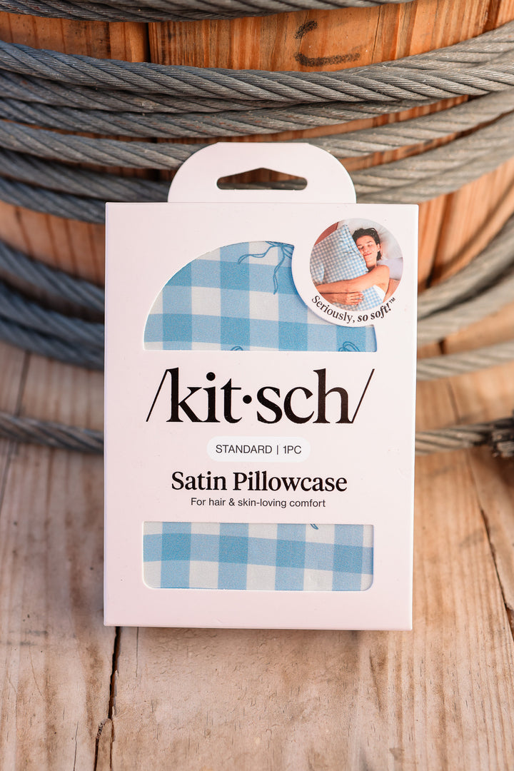 Satin Pillowcase Standard - Gingham Blue