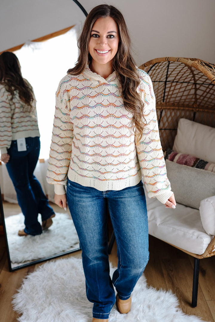 Harlow Mixed Pointelle Sweater Hoodie