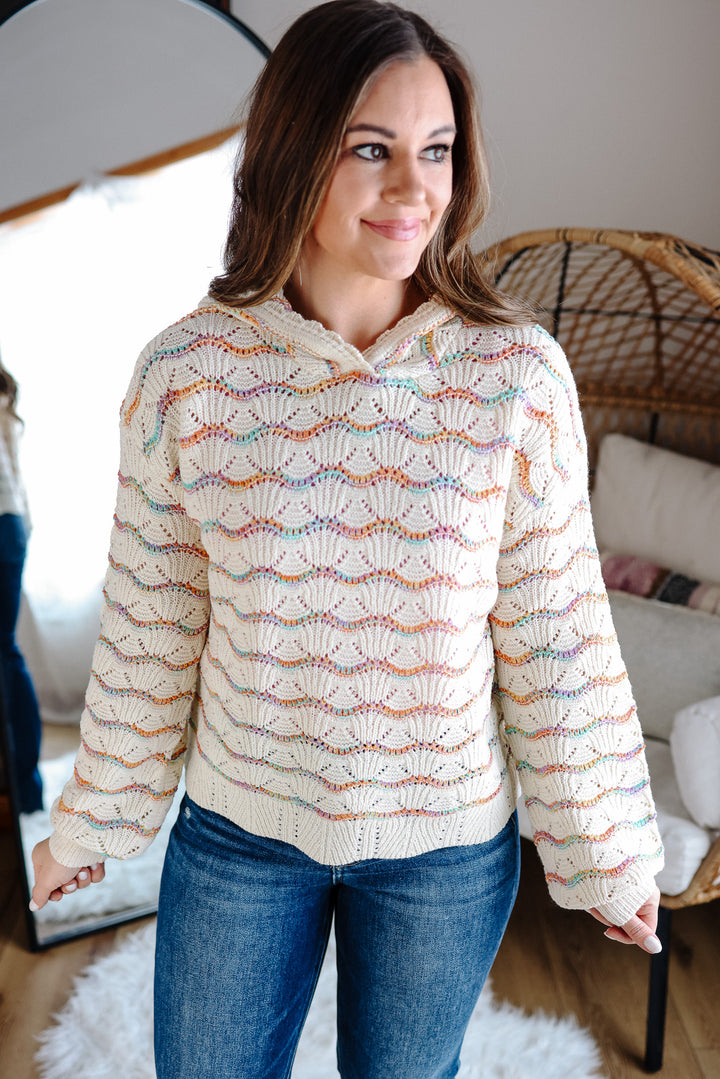 Harlow Mixed Pointelle Sweater Hoodie