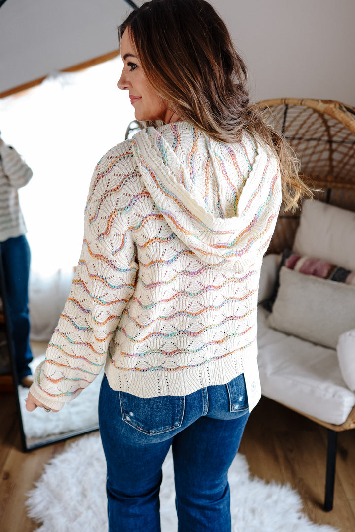 Harlow Mixed Pointelle Sweater Hoodie