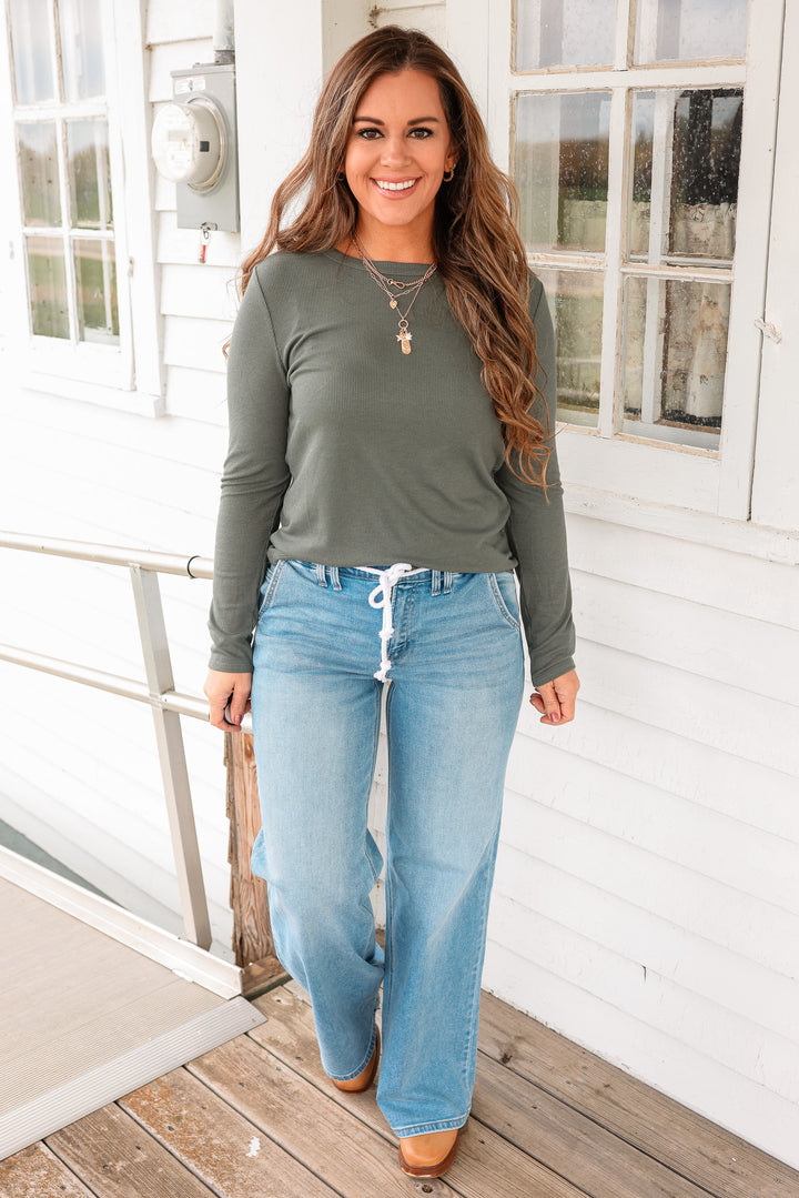 The Everyday Baby Ribbed Top - Olive