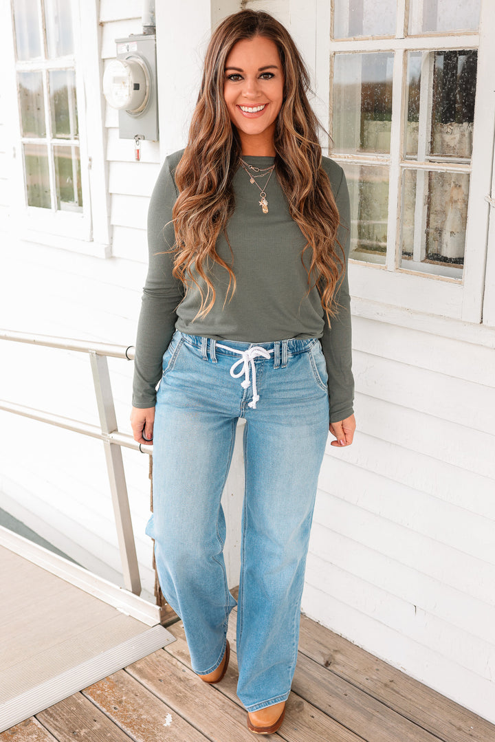 VERVET: Koda Elastic Waistband Drawstring Jeans