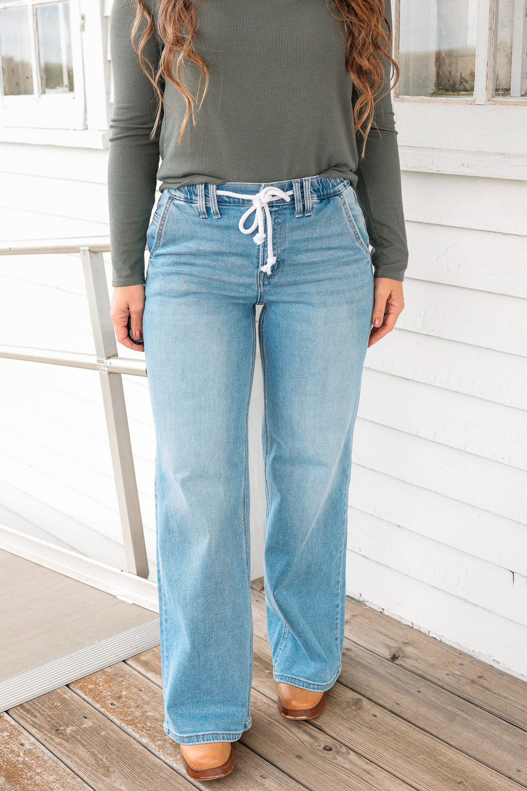 VERVET: Koda Elastic Waistband Drawstring Jeans