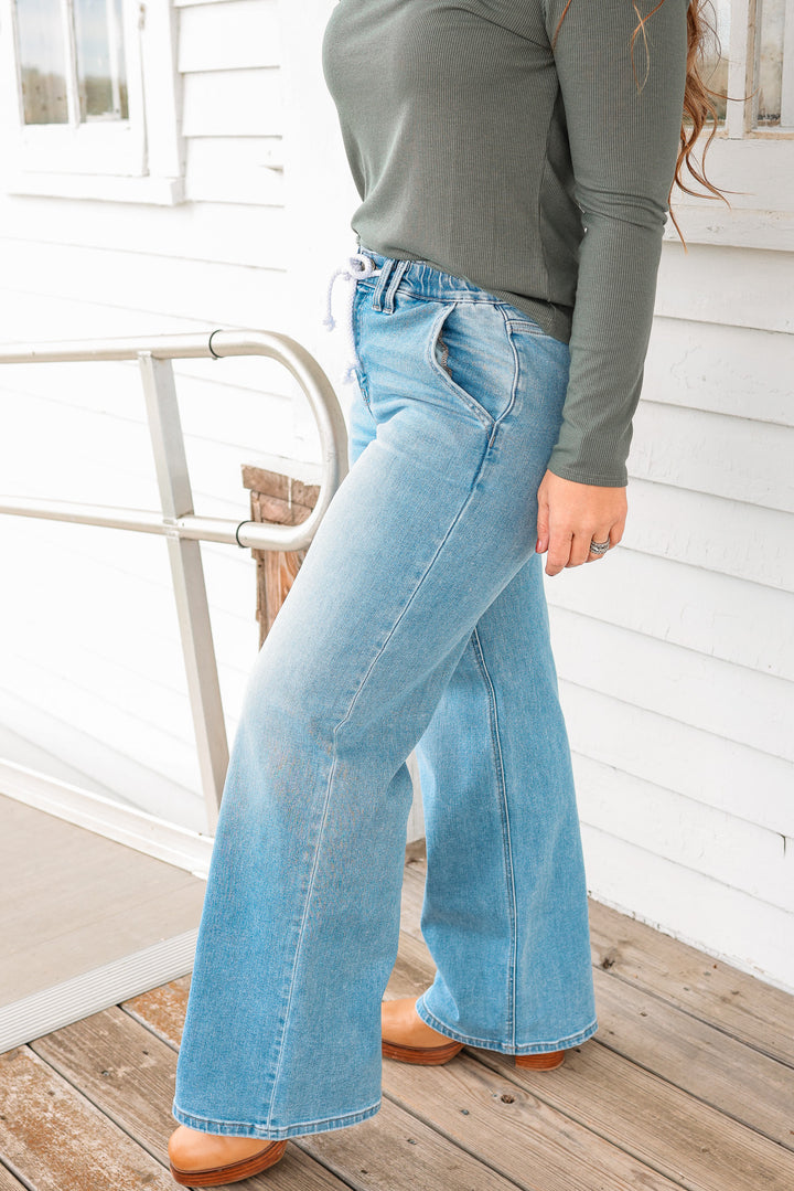 VERVET: Koda Elastic Waistband Drawstring Jeans