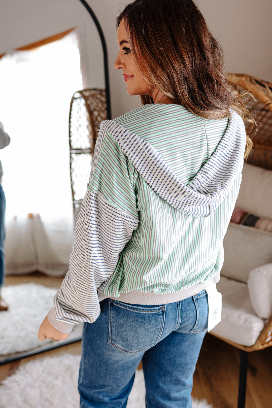 Raina Striped Zip Hoodie