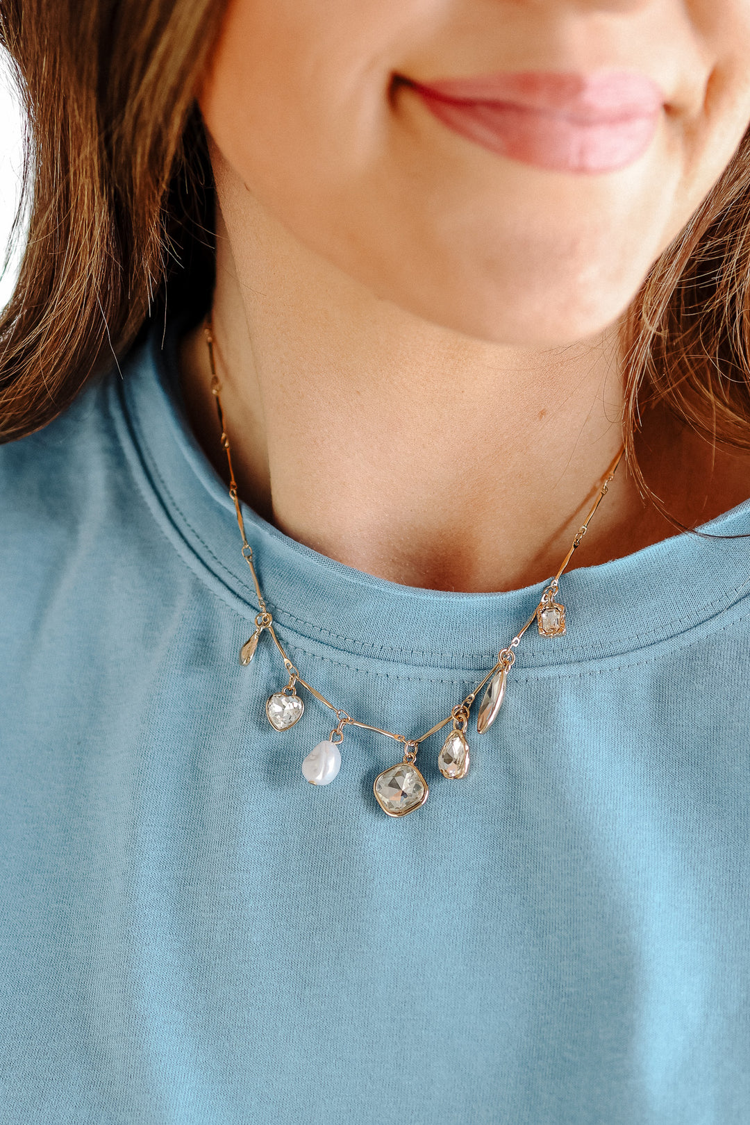 Multi Style Rhinestone Charm Necklace