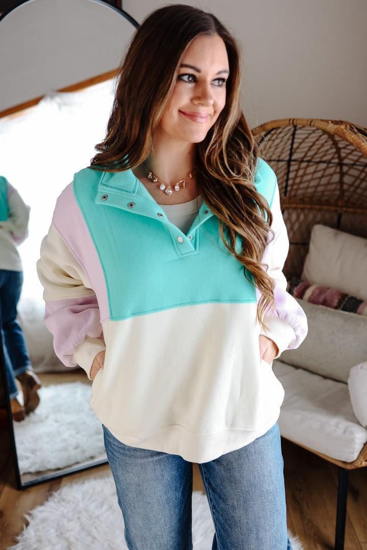 Glo Colorblock Pullover - Lilac Seafoam