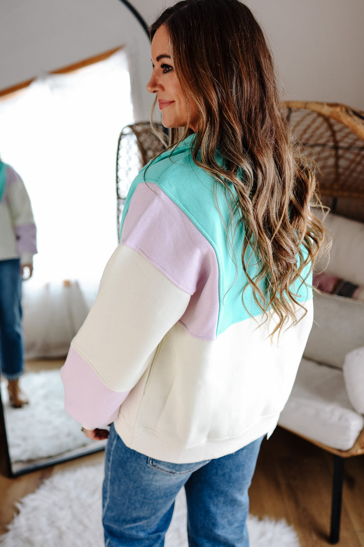 Glo Colorblock Pullover - Lilac Seafoam