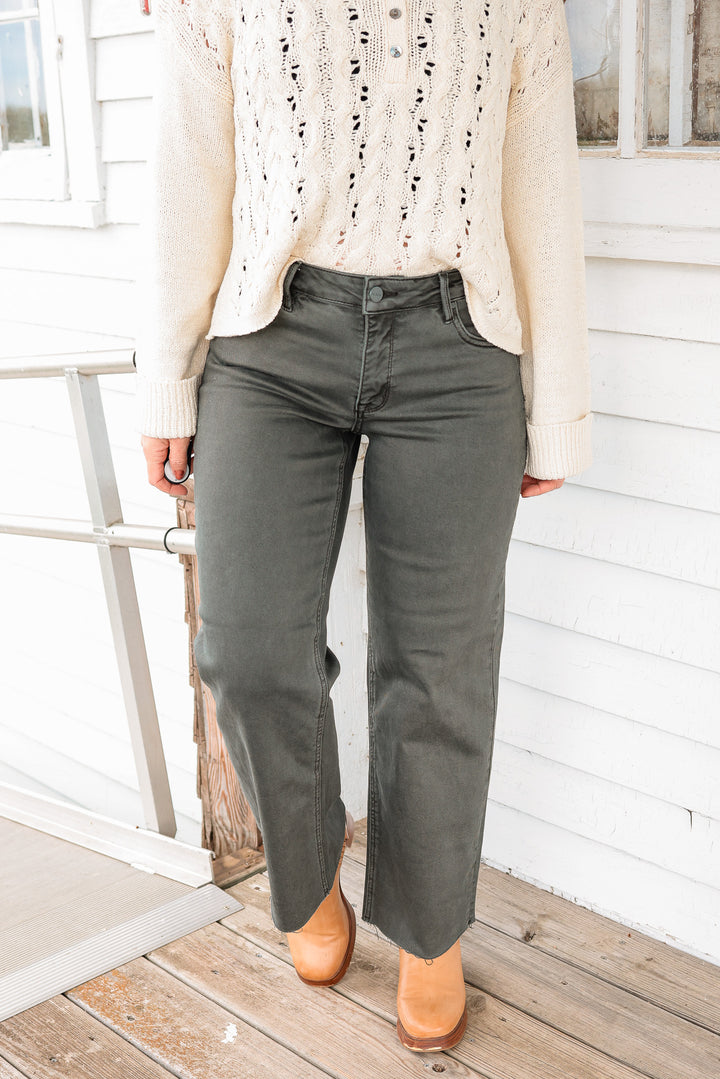 RISEN: Forest Shadow Ankle Straight Jeans