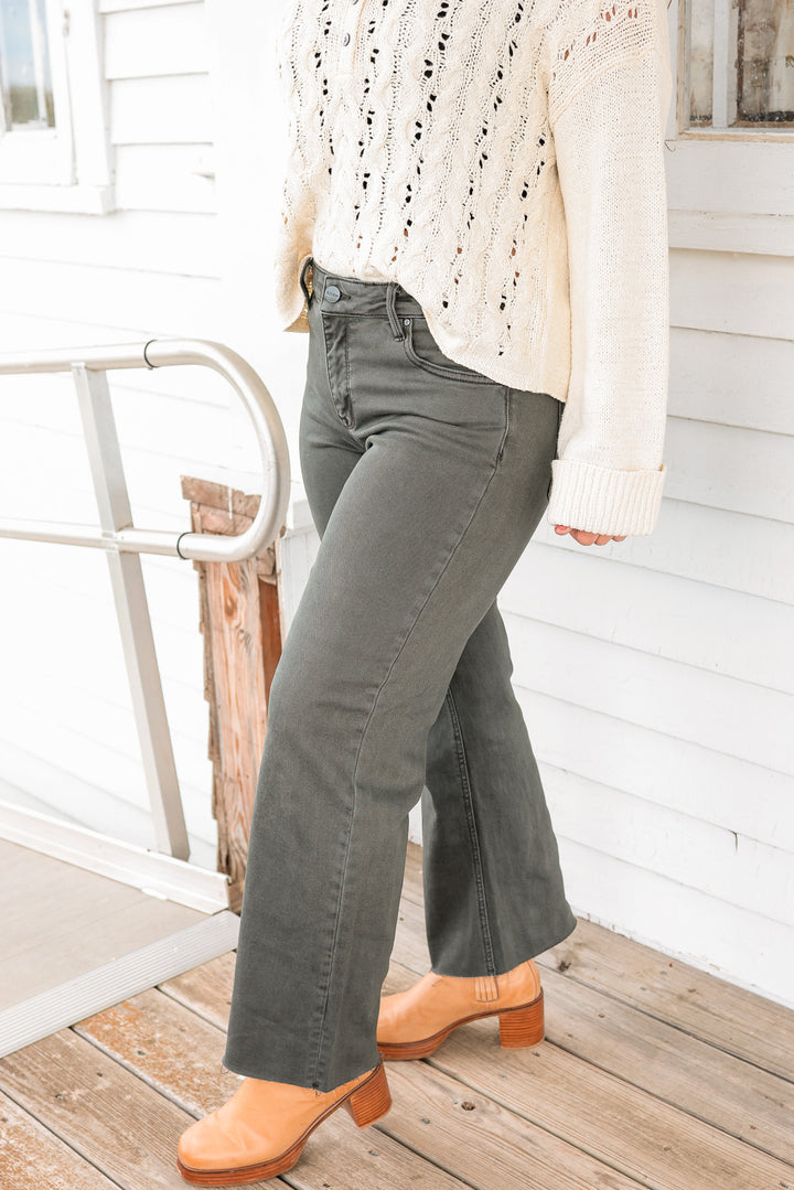 RISEN: Forest Shadow Ankle Straight Jeans