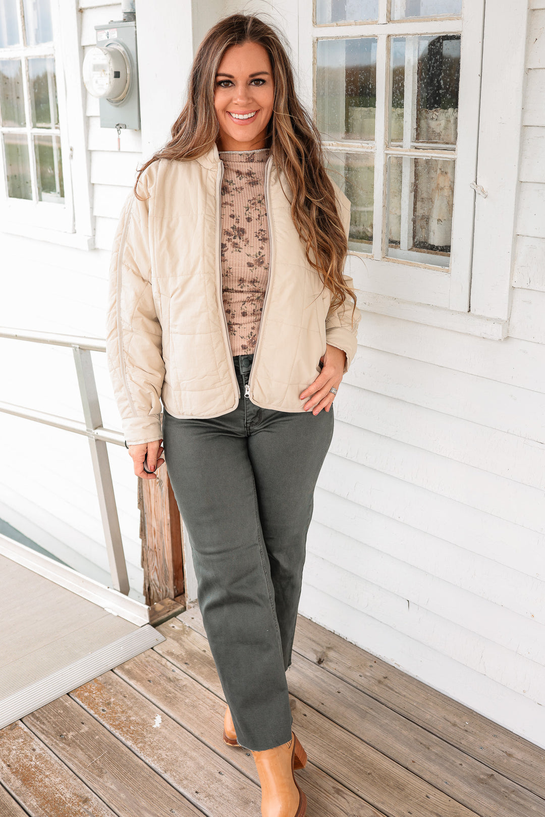 Parker Quilted Puffer Jacket - Beige