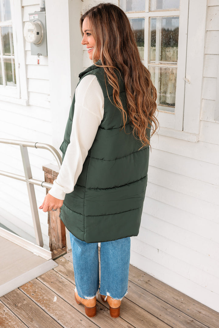Krista Long Vest - Dark Green