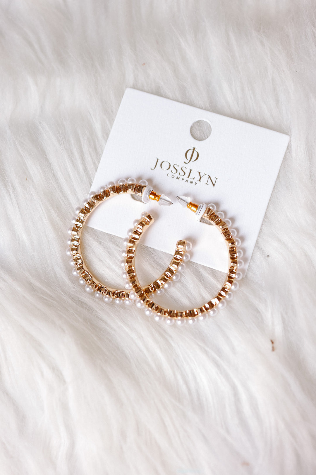 Pearl-Embellished Gold Hoop Earrings