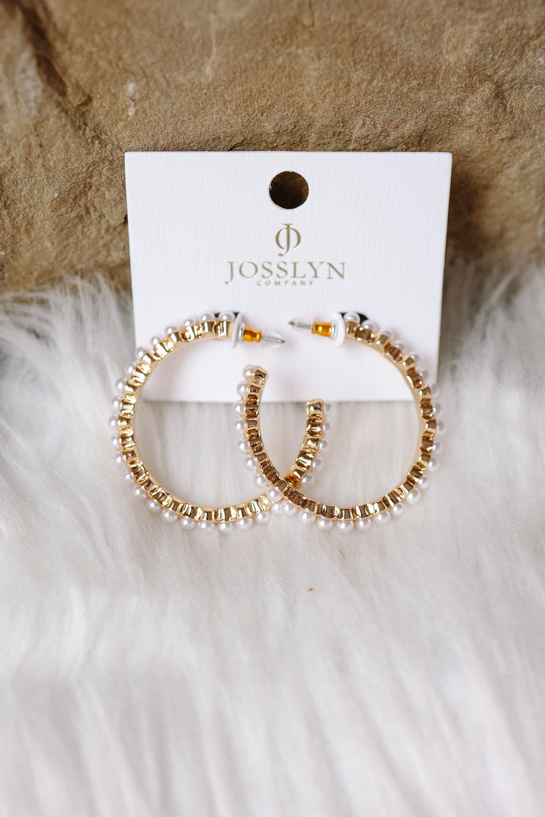 Pearl-Embellished Gold Hoop Earrings