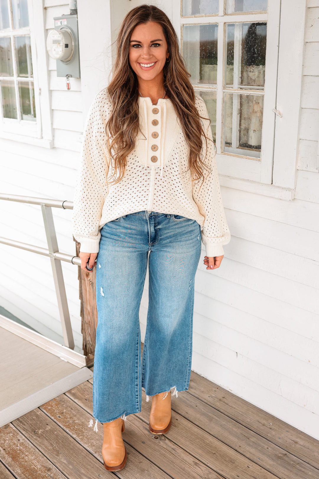 RISEN: Zane Crop Wide Leg Jeans - Medium