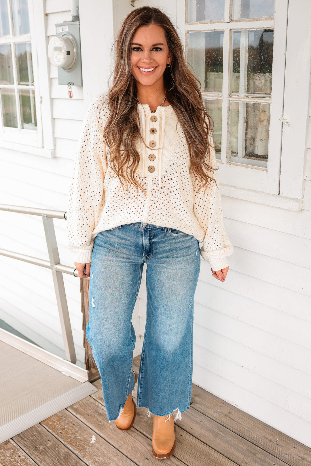 RISEN: Zane Crop Wide Leg Jeans - Medium
