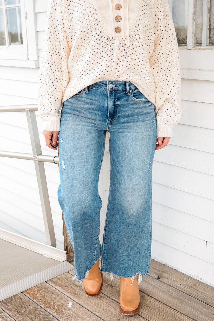 RISEN: Zane Crop Wide Leg Jeans - Medium