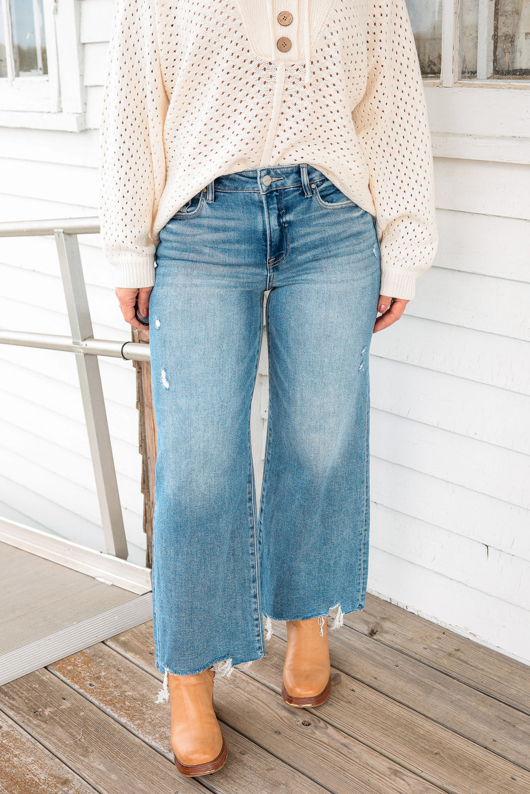 RISEN: Zane Crop Wide Leg Jeans - Medium