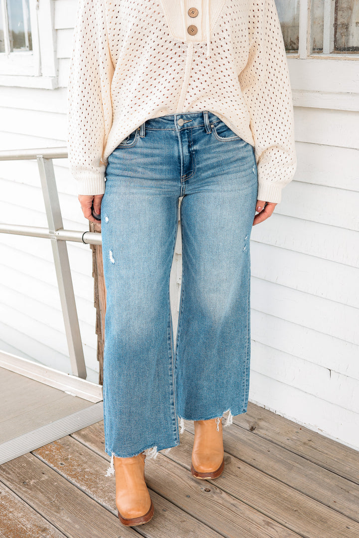 RISEN: Zane Crop Wide Leg Jeans - Medium