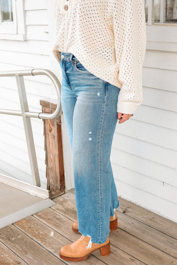 RISEN: Zane Crop Wide Leg Jeans - Medium
