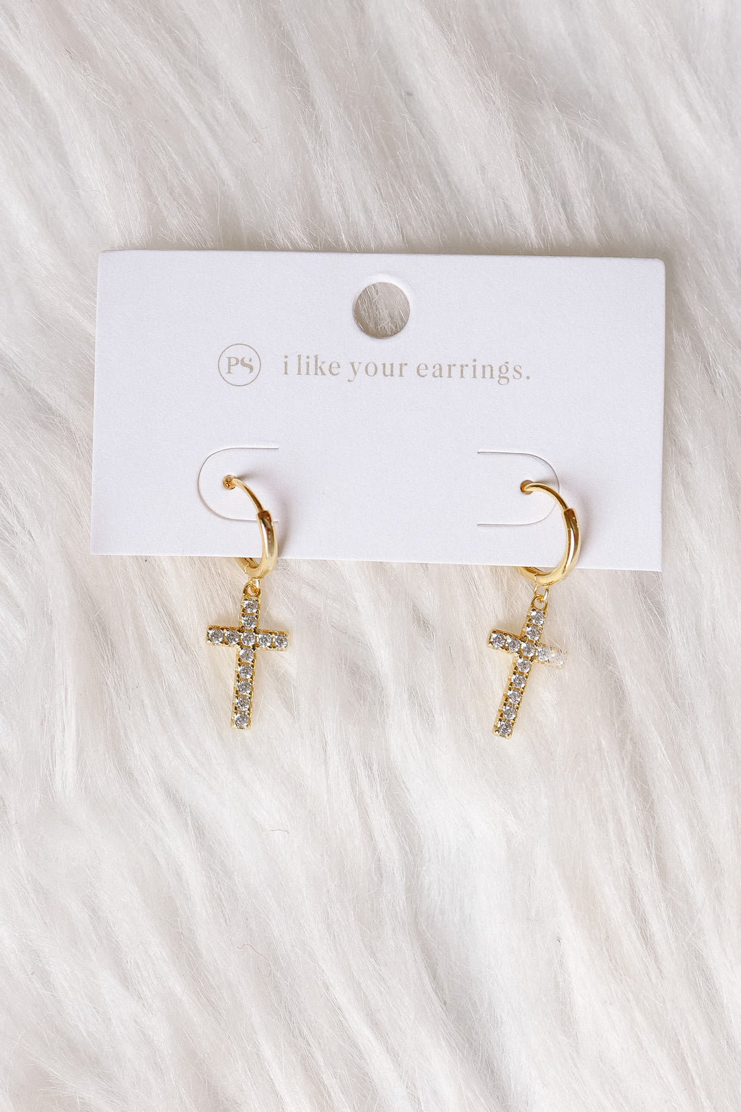 Taryn Diamond Cross Earrings - Gold