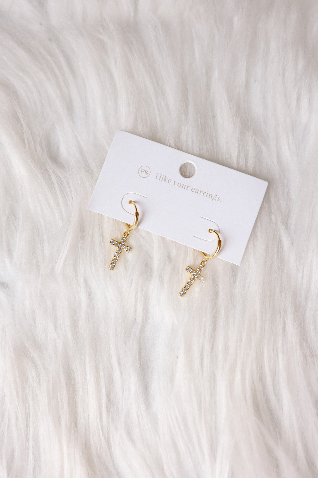 Taryn Diamond Cross Earrings - Gold