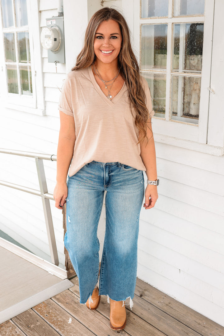 Zoie V-Neck Top - Oat