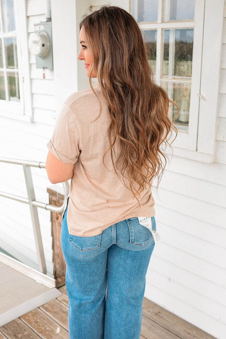 Zoie V-Neck Top - Oat