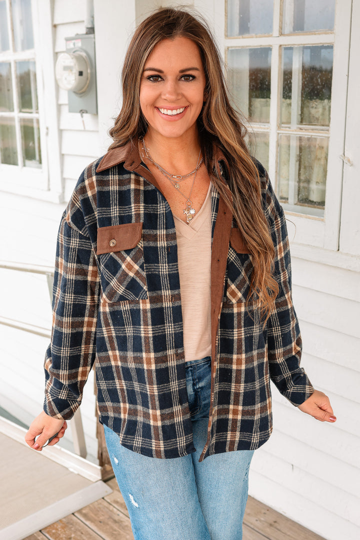 Jada Brushed Flannel Shacket - Navy