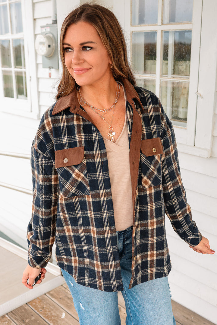 Jada Brushed Flannel Shacket - Navy