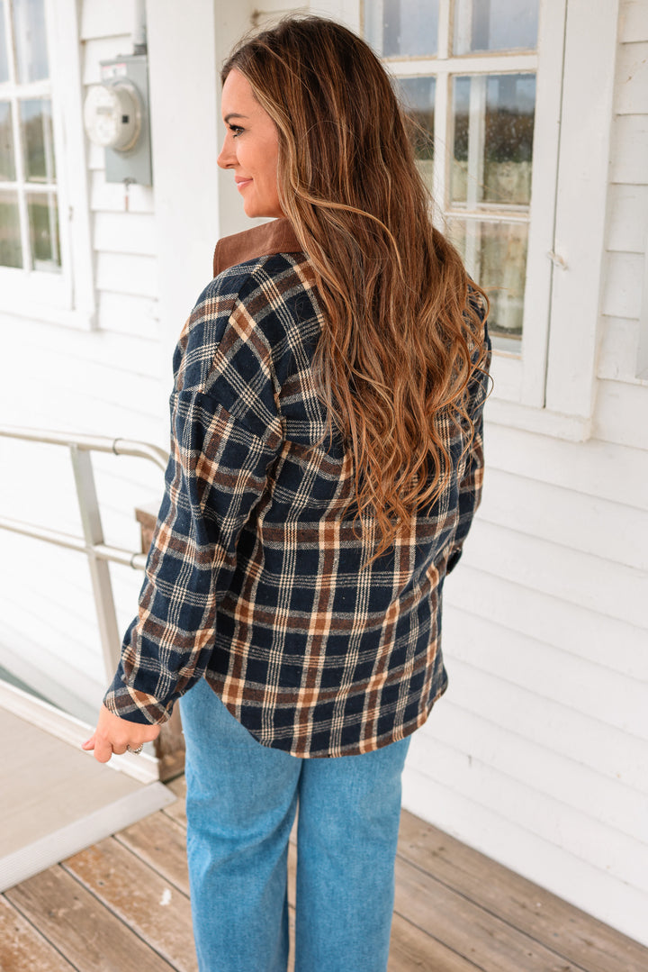 Jada Brushed Flannel Shacket - Navy