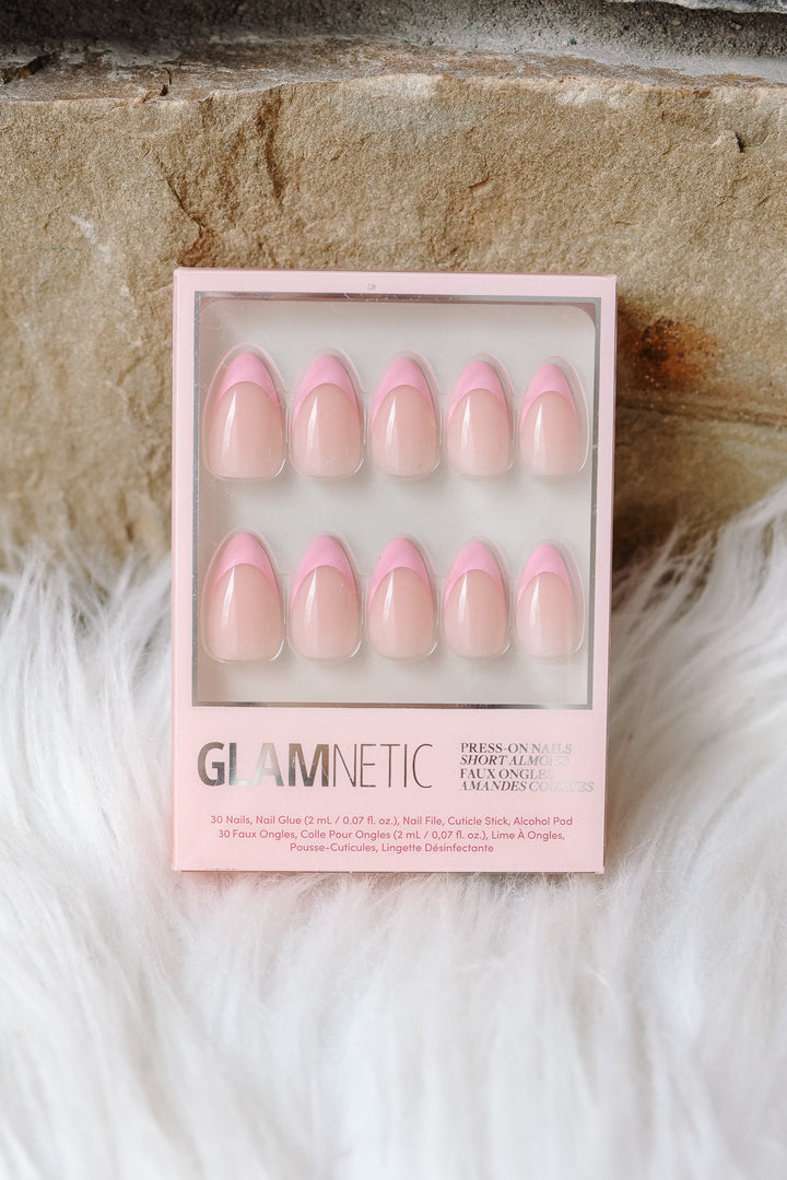 Pink Macaron Press-On Nails | Pink French Tip | Short Almond