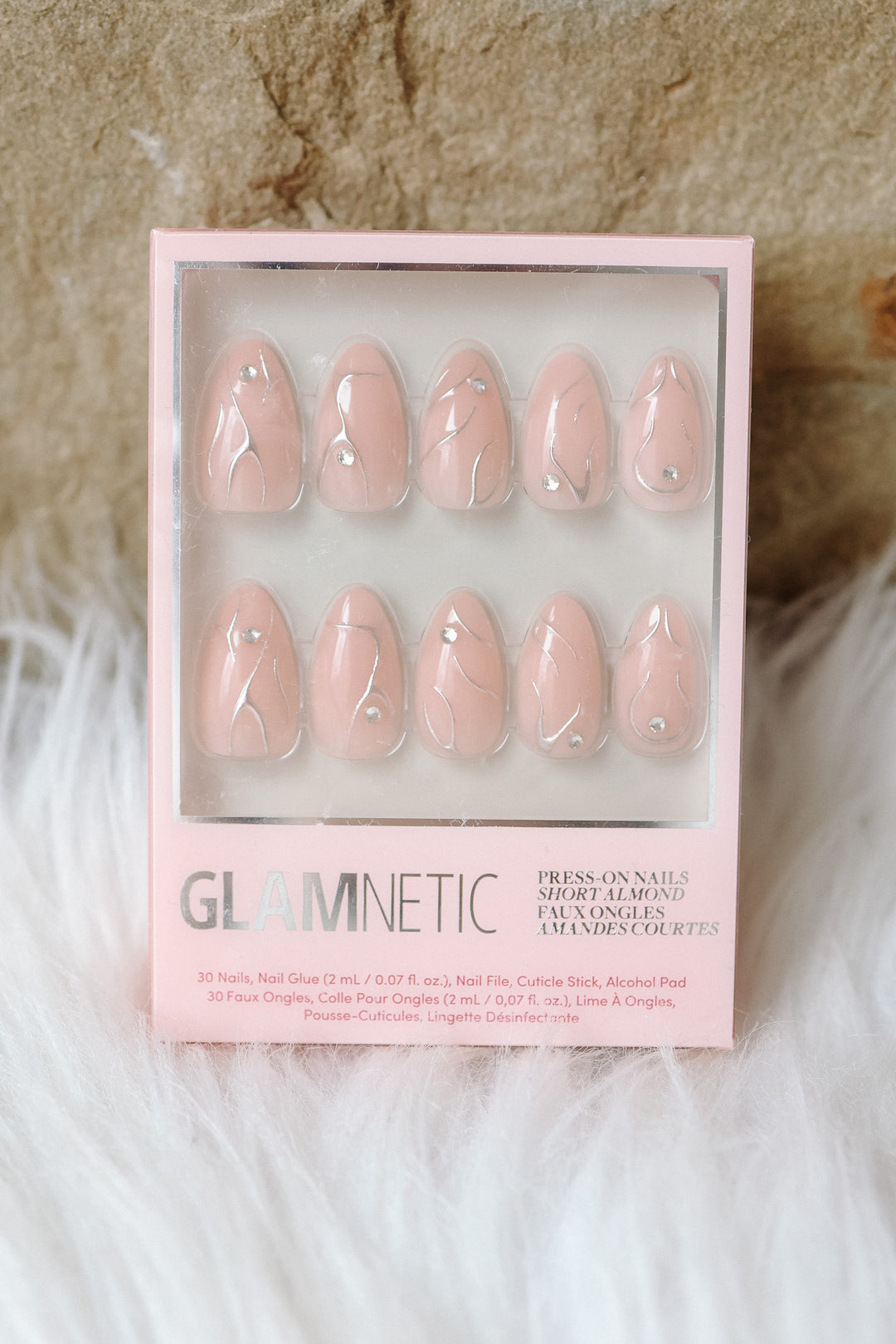 Astro Press-On Nails | 3D Raised Metallic Silver | Short Almond