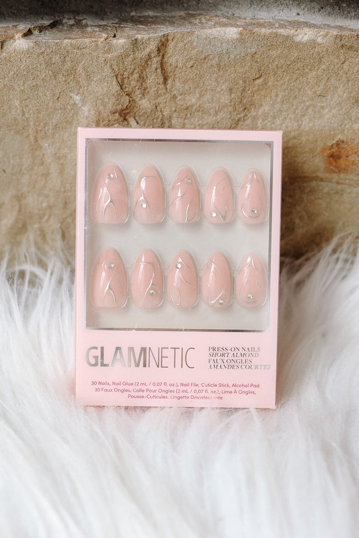 Astro Press-On Nails | 3D Raised Metallic Silver | Short Almond