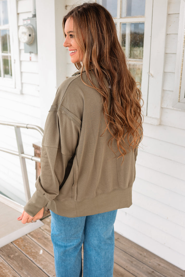 Tamika Henley Sweatshirt - Laurel Olive