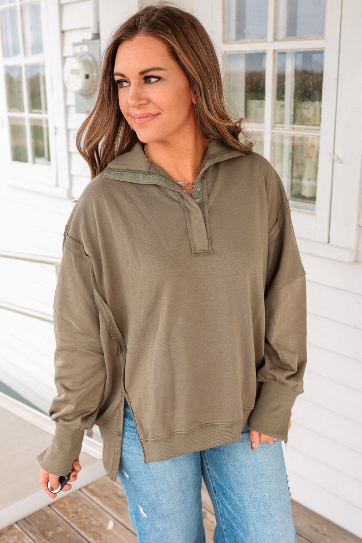 Tamika Henley Sweatshirt - Laurel Olive