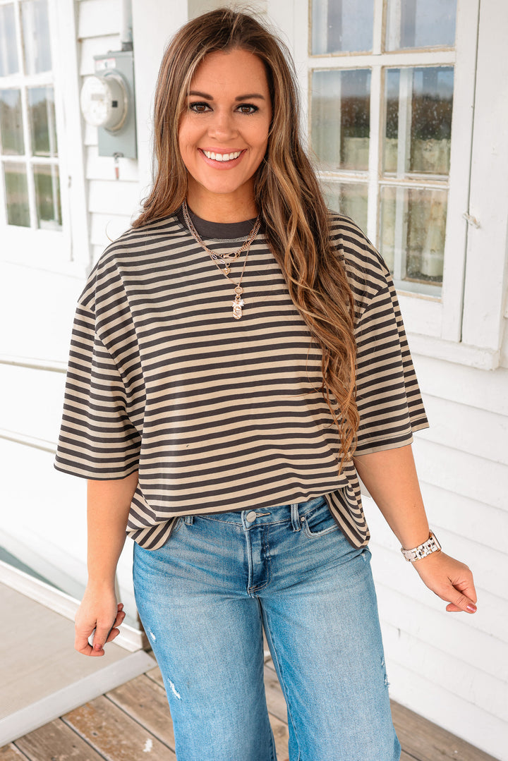 Latitude Striped Tee - Grey