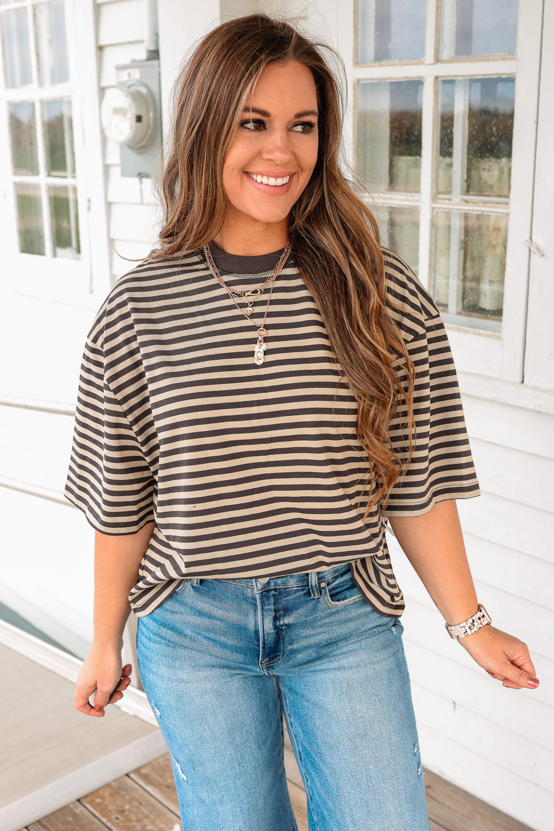 Latitude Striped Tee - Grey
