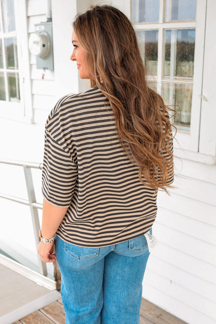 Latitude Striped Tee - Grey