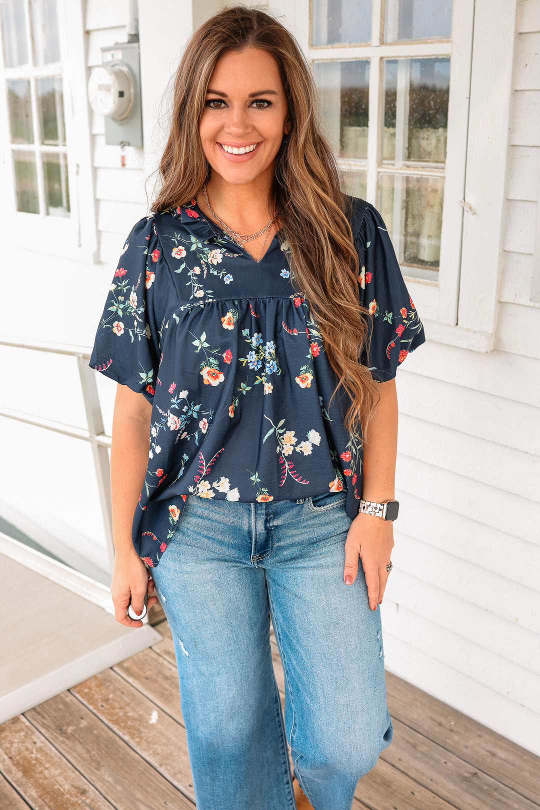 Callan Notch Neck Floral Top