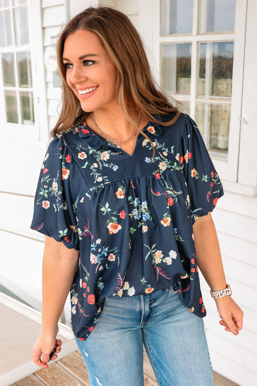 Callan Notch Neck Floral Top